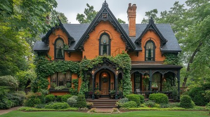 Victorian home in lush garden setting