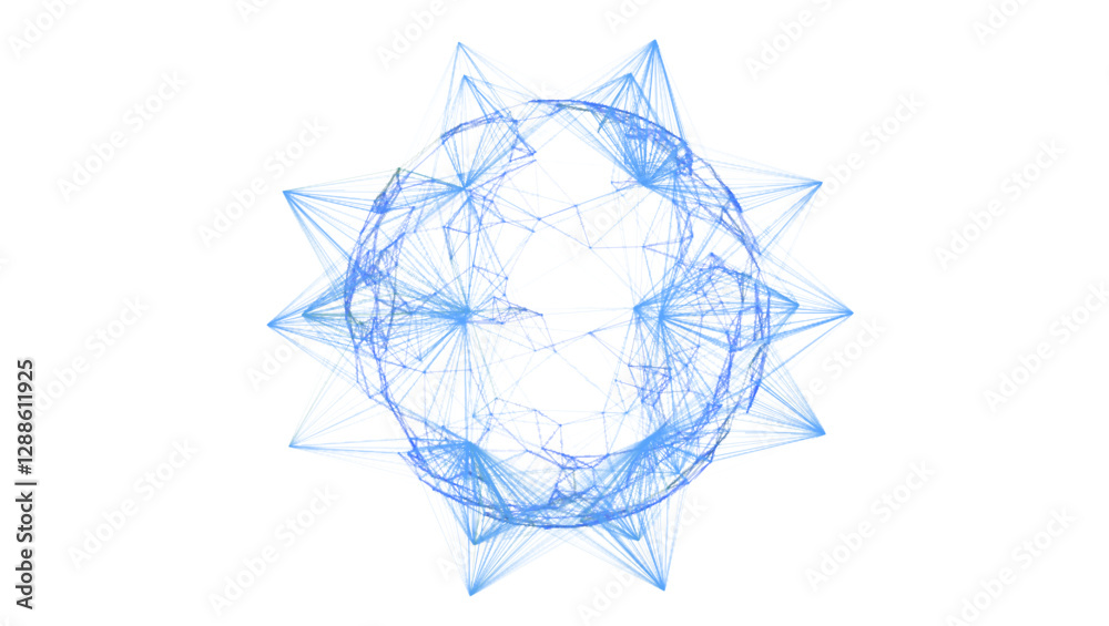 Poster technology blue sphere with connecting dots and lines. vector digital abstract network structure.