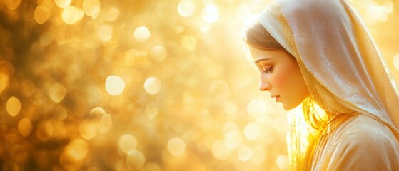 Fototapeta premium Annunciation: Virgin Mary in Golden Light
