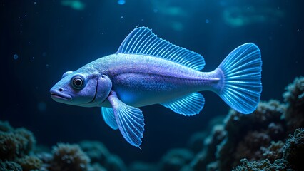 Fototapeta premium Deep sea fantasy blue fish