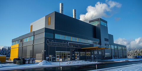 Obraz premium A high-tech bioenergy plant utilizing waste-to-energy technology, efficiently transforming discarded materials into clean, renewable power