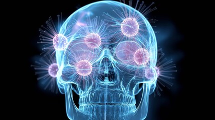 Glowing X Ray Skull Anatomical 3D Medical Concept