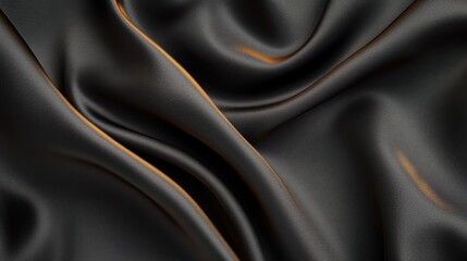 Obraz premium Elegant black satin fabric with soft texture.