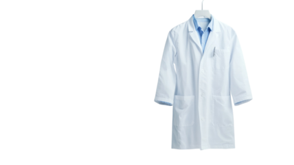 Lab coat hanging in a bright space symbolizes dedication to science and research in a modern laboratory environment