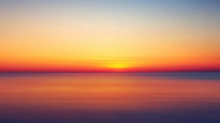 Serene sunset over calm water, vivid colors blend.