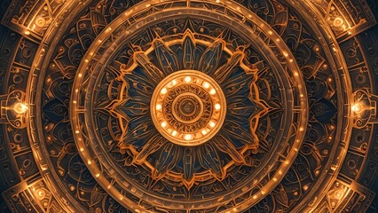 Fototapeta premium 光輝くデジタルマンダラ｜Luminous Digital Mandala