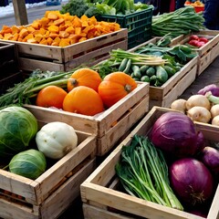 Rustic Winter Harvest: A Cozy Display of Seasonal Vegetables