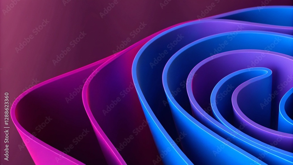 Poster abstract flowing elements with neon led illumination. cyber, futuristic background. abstract futuris