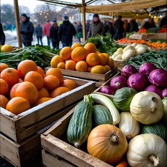 Rustic Winter Harvest: A Cozy Display of Seasonal Vegetables