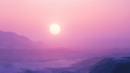 Fototapeta premium A peaceful and serene sunrise over a calm landscape. Perfect for themes related to tranquility, nature, and morning inspiration