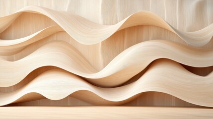 Obraz premium Smooth wooden surface featuring wavy lines creating a natural and organic feel in a minimalist setting