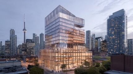 Obraz premium Modern Toronto skyscraper dawn cityscape rendering
