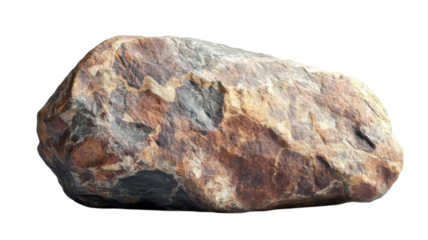 Large brown stone with rough texture placed on a white background for natural or geological study purposes