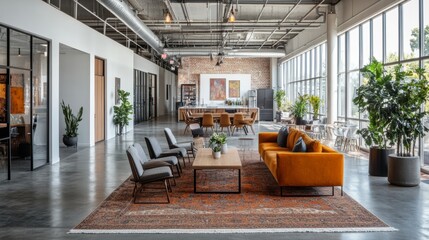 Modern Open Office: Lounge Conference Table Plants