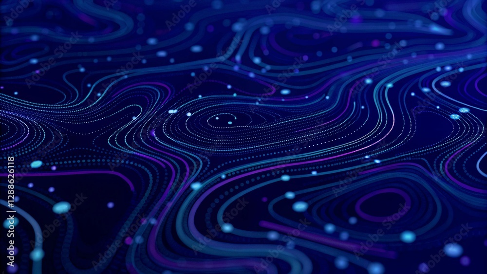 Poster abstract digital background from rounded colored lines. big data visualization. 3d rendering. abstra