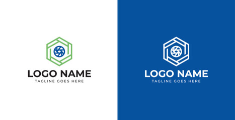 Hexagon Camera Shutter Logo, Photography Lens Icon