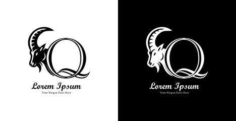 goat head logo design combined with the letter Q