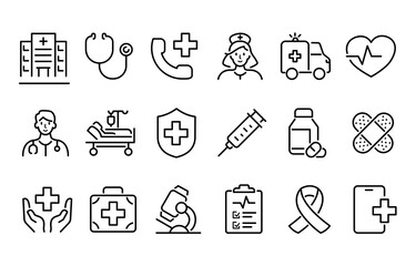Medics and hospital icons