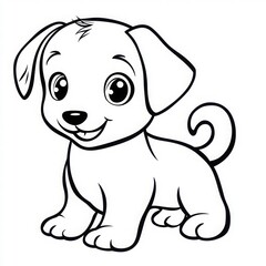 Fototapeta premium Cute Cartoon Puppy Wagging Its Tail in Simple Style