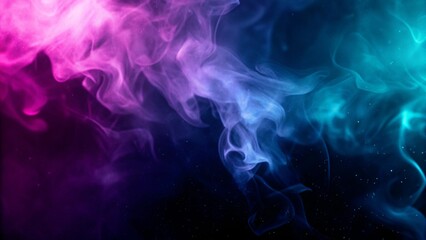 Abstract cyber mist background with blue and purple smoke. Glowing neon pink square with vibrant fog abstract background. Geometric fashion design. Empty minimal art decoration