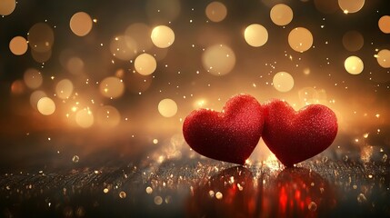 Obraz premium Romantic Glittering Red Hearts on Dark Background—Perfect for Valentine's Day