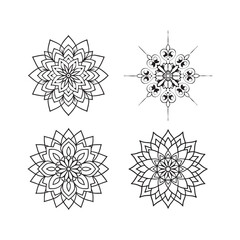 Obraz premium Set of mandala line art pattern style. decorative mandala for print, cover, coloring page, floral ornament pattern. Hand drawn mandala design.