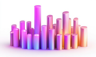 Obraz premium Colorful abstract 3D bar graph representing data visualization trends in a minimalist space