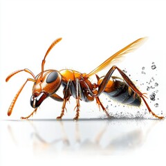 Dynamic ant movement close-up view insect illustration minimalist background conceptual art