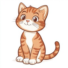 Obraz premium Playful Kitten Sitting with a Happy Face on White Background