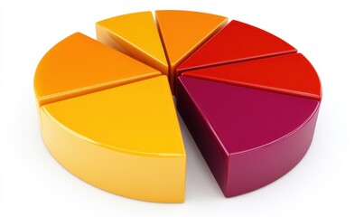 Obraz premium Colorful pie chart displaying data segments in vibrant hues with a clean, white background