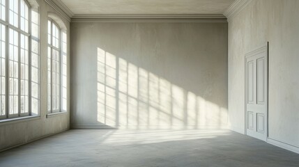 Minimalist Interior Space with Natural Light and Shadow Play
