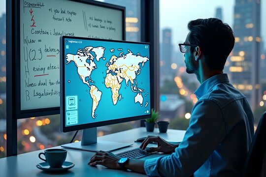 AI Logistics Route Planning Scene