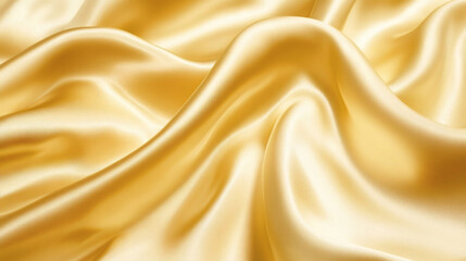 Fototapeta premium A close-up of luxurious yellow silk fabric, showcasing its smooth texture and elegant drape