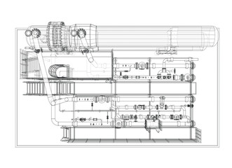 Petroleum heater exchanger. Vector rendering of 3d