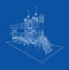 Petroleum heater exchanger. Vector rendering of 3d