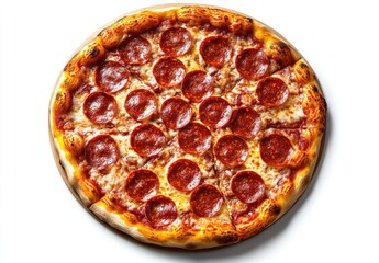 Round Pepperoni Pizza on White Background (1)