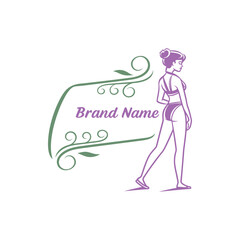 Luxury Beauty Bikini Logo Template Feminine and Botanical Line Art Design