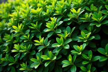 Dense green foliage of Ligustrum Chinensis hedge tree, foliage, landscape