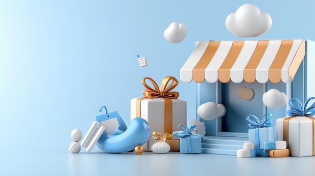 Online shopping experience vibrant storefront with gifts and decor