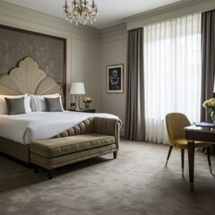 soft contrast Hotel Room design Retro Hollywood decor