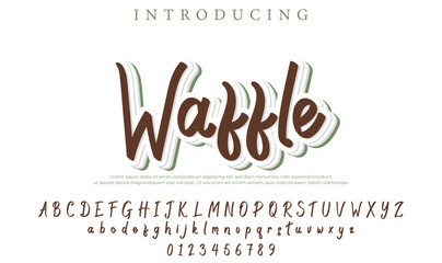 Waffle Font Stylish brush painted an uppercase vector letters, alphabet, typeface