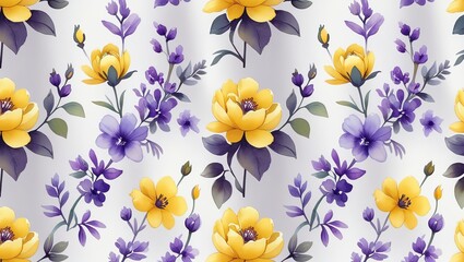 Fototapeta premium Seamless colorful Floral Pattern on White Background