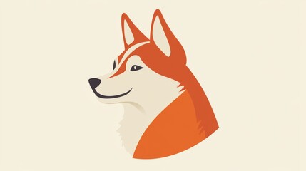Obraz premium Illustrated portrait of a smiling siberian husky dog with orange and white fur