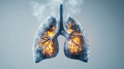 Burning lungs illustration depicting smoking damage and health risks