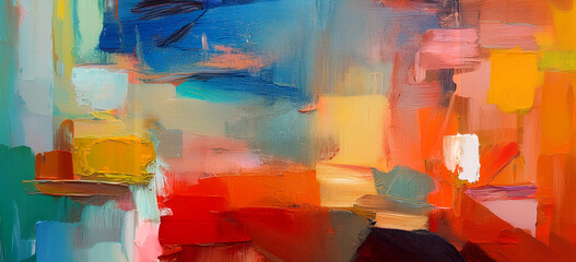  Abstract oil painting bush stoke abstract art colorful multicolor background design.