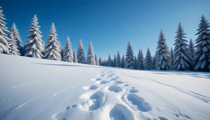 Snow-Covered Trees in a Peaceful Winter Scene