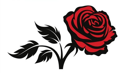 red rose vector illustration one roses silhouette vector illustration 