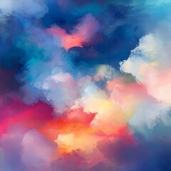 Ethereal Sky Painted in Vibrant Hues Abstract Cloudscape Dreamscape with Colorful Texture Art