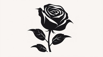 silhouette rose on white background