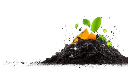 Resilient green plant thriving in a pile of dirt, symbol of growth and nature's power